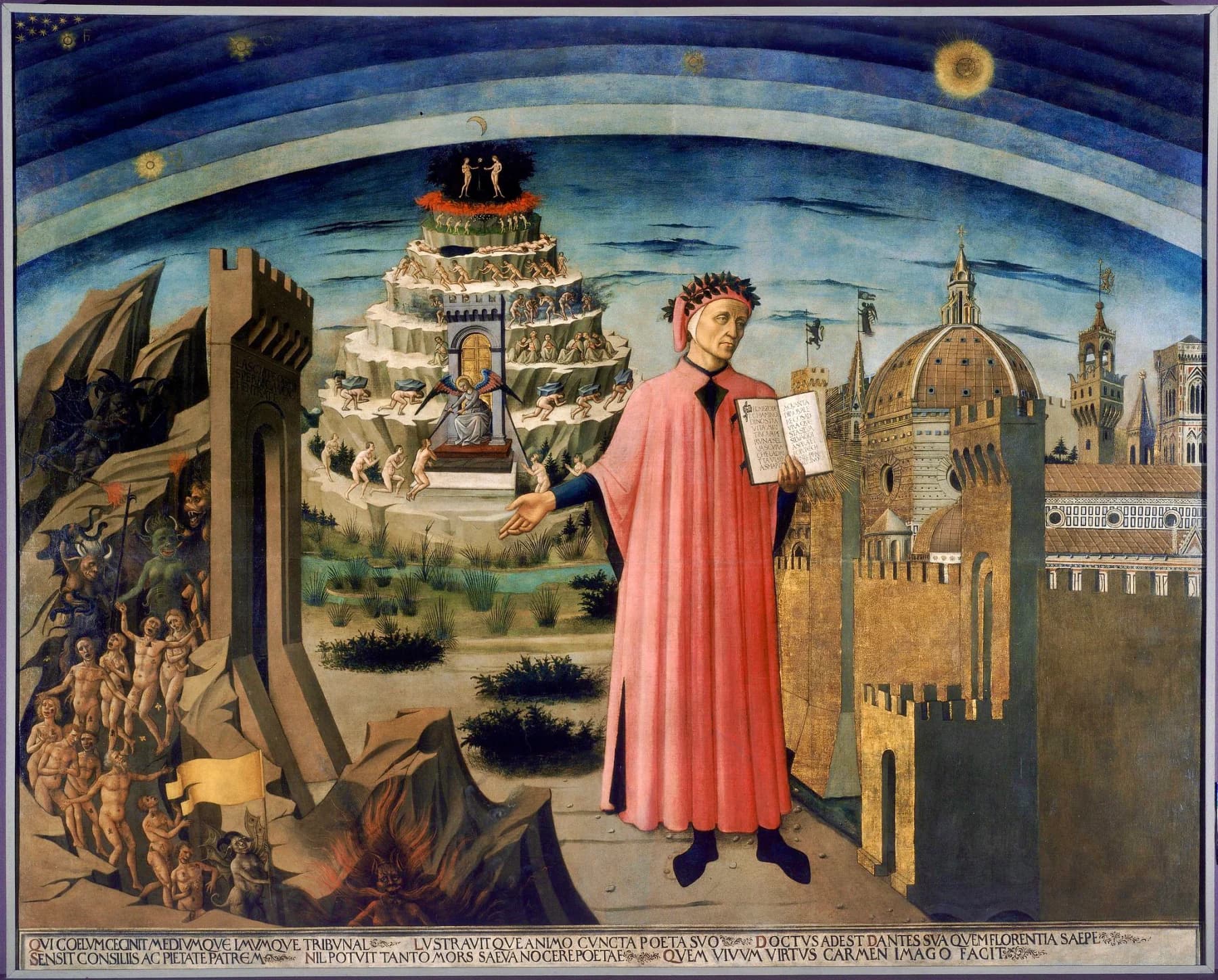 Italian cityscape representing Dante’s literary journey through central Italy