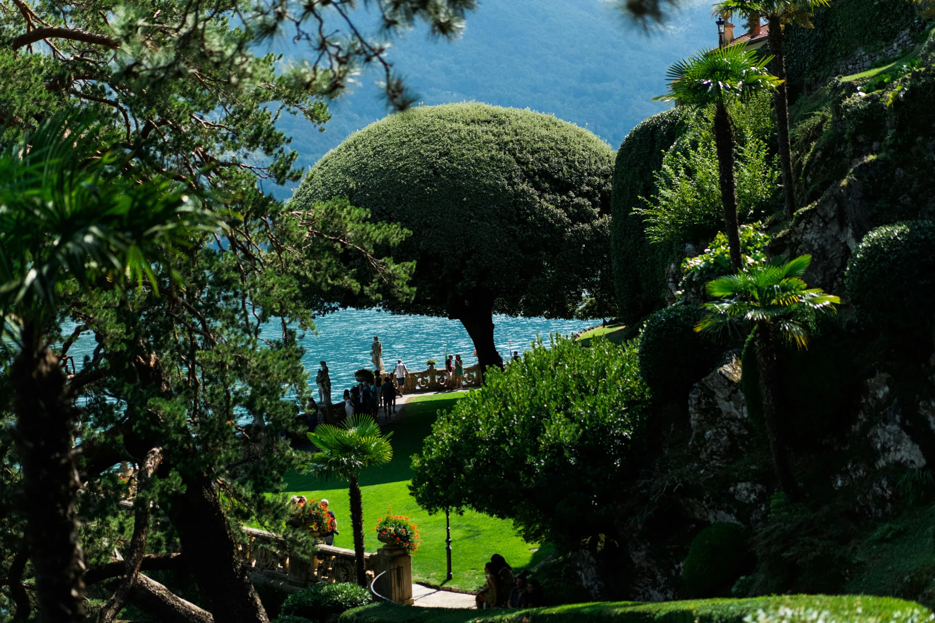 Lake Como garden overlooking the water and surrounding mountains