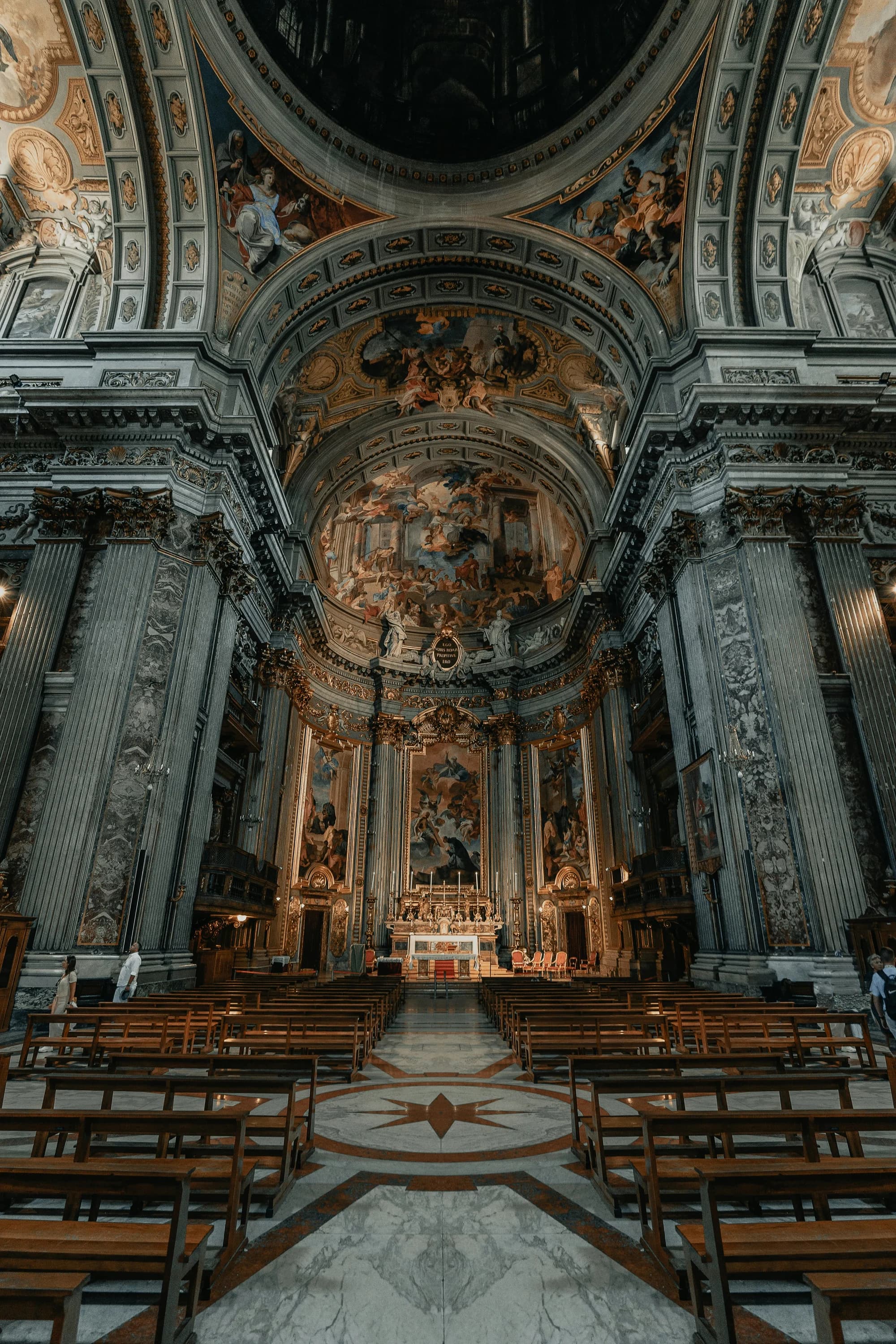 Ornate Baroque church interior in Rome